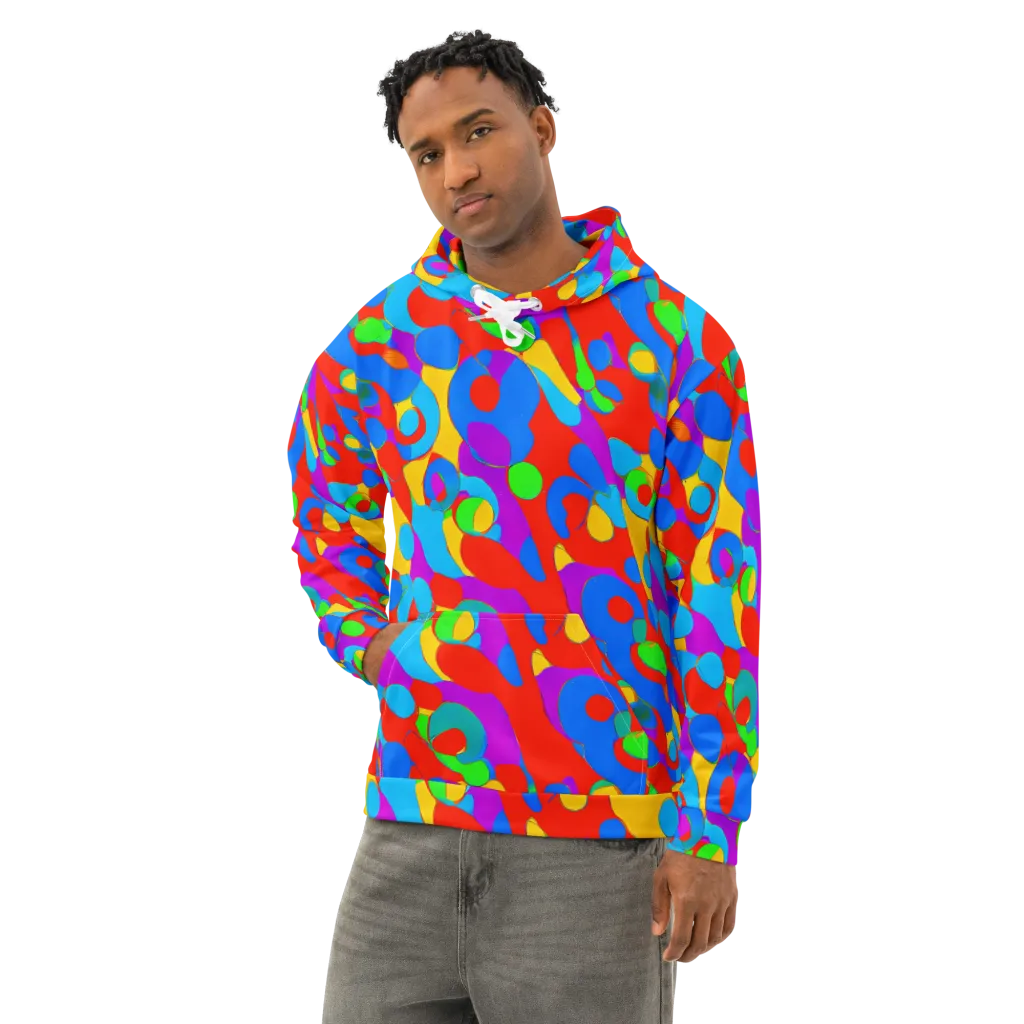 Acid Geometry on Cotton Hoodie — Left Front