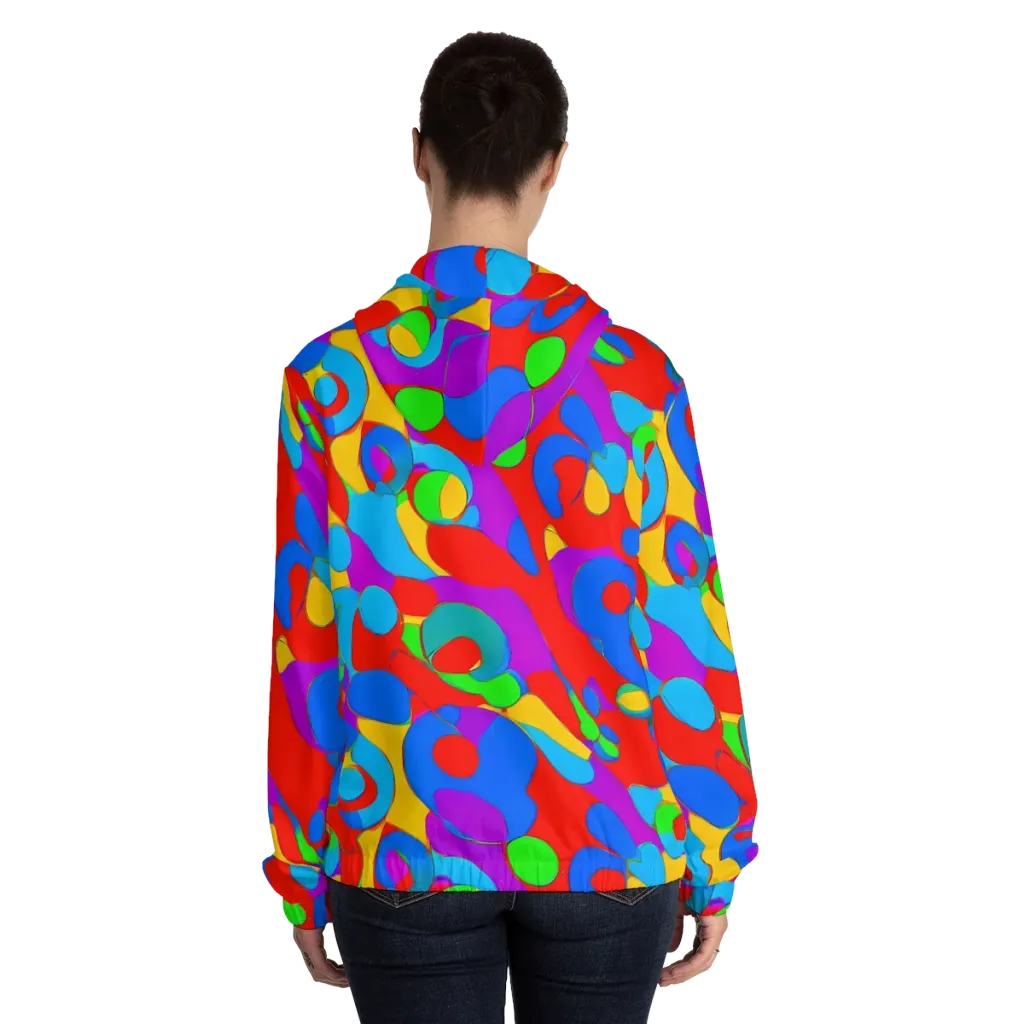 Acid Geometry on Women's Full-Zip Hoodie — Back On Person