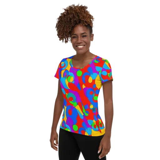 Acid Geometry on a Women's Athletic T-Shirt