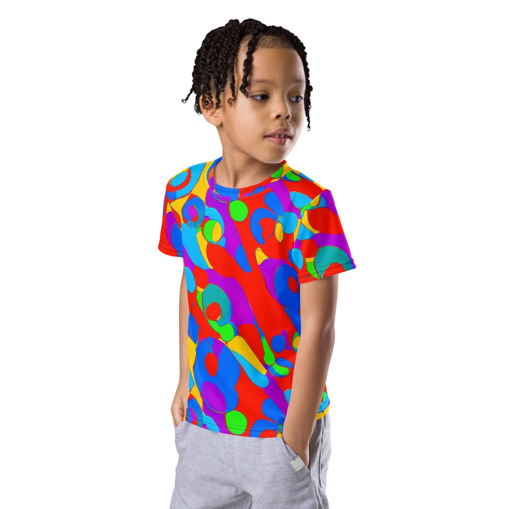 Acid Geometry on Kids Crew Neck T-Shirt — Left Front