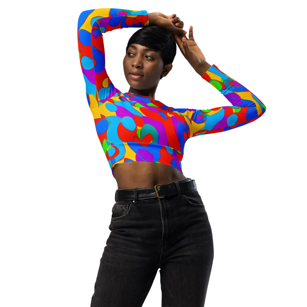 Acid Geometry on Long Sleeve Crop Top — Front