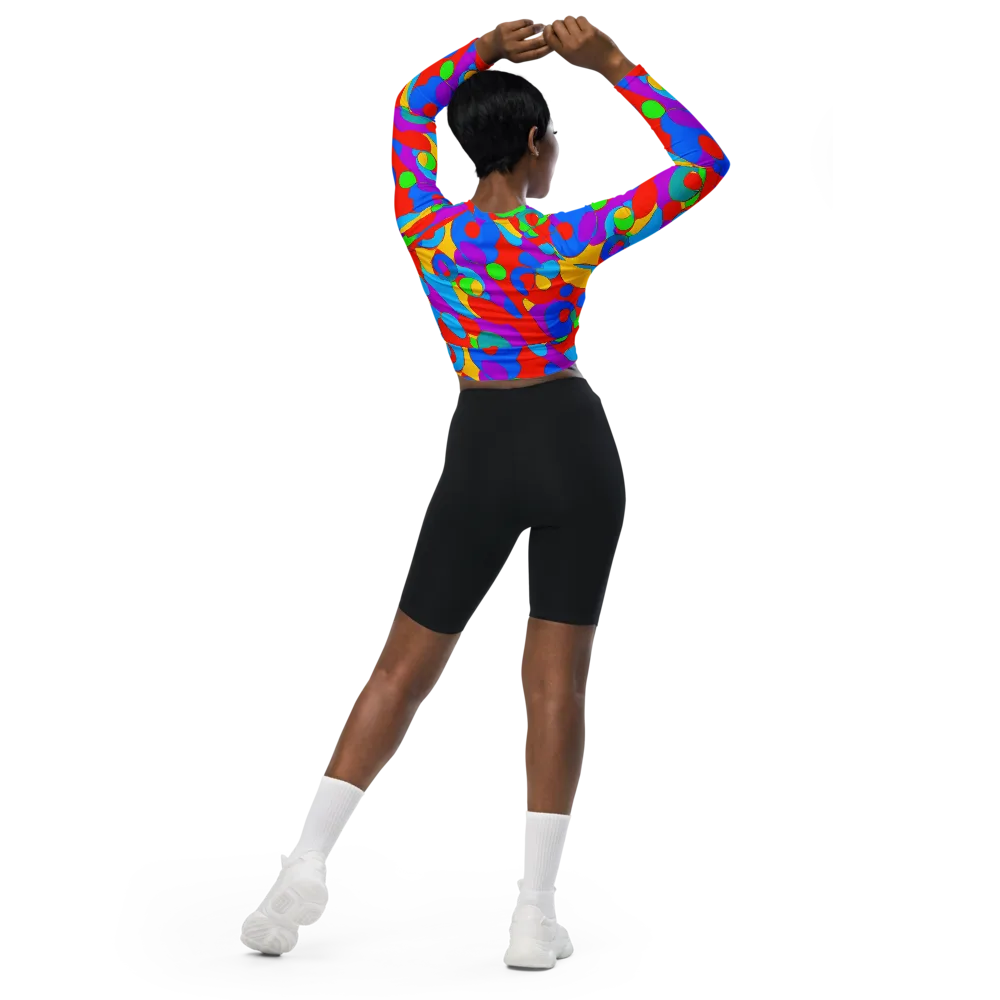 Acid Geometry on Long Sleeve Crop Top — Back