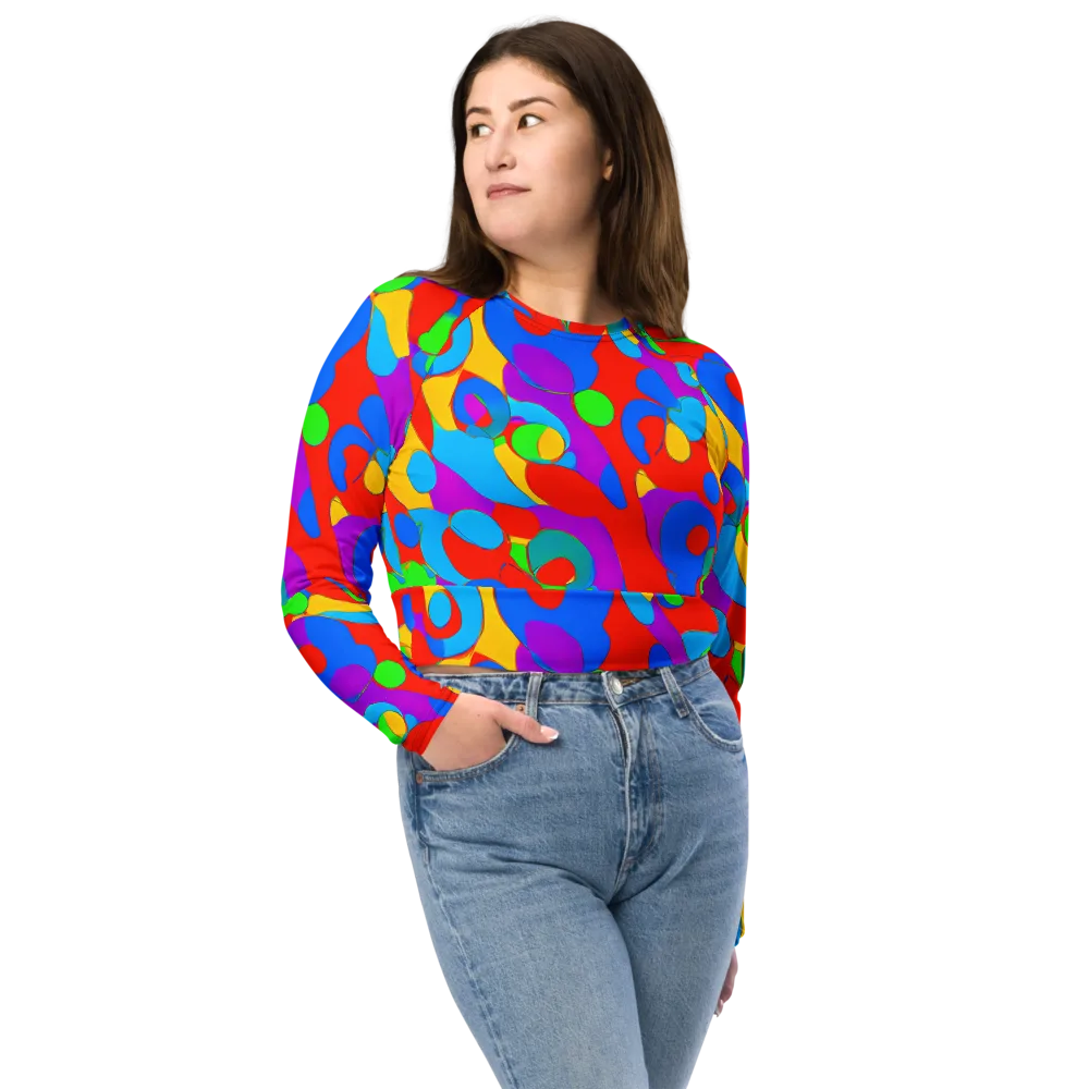 Acid Geometry on Long Sleeve Crop Top — Front