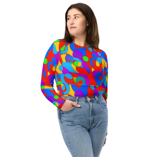 Acid Geometry on a Long Sleeve Crop Top