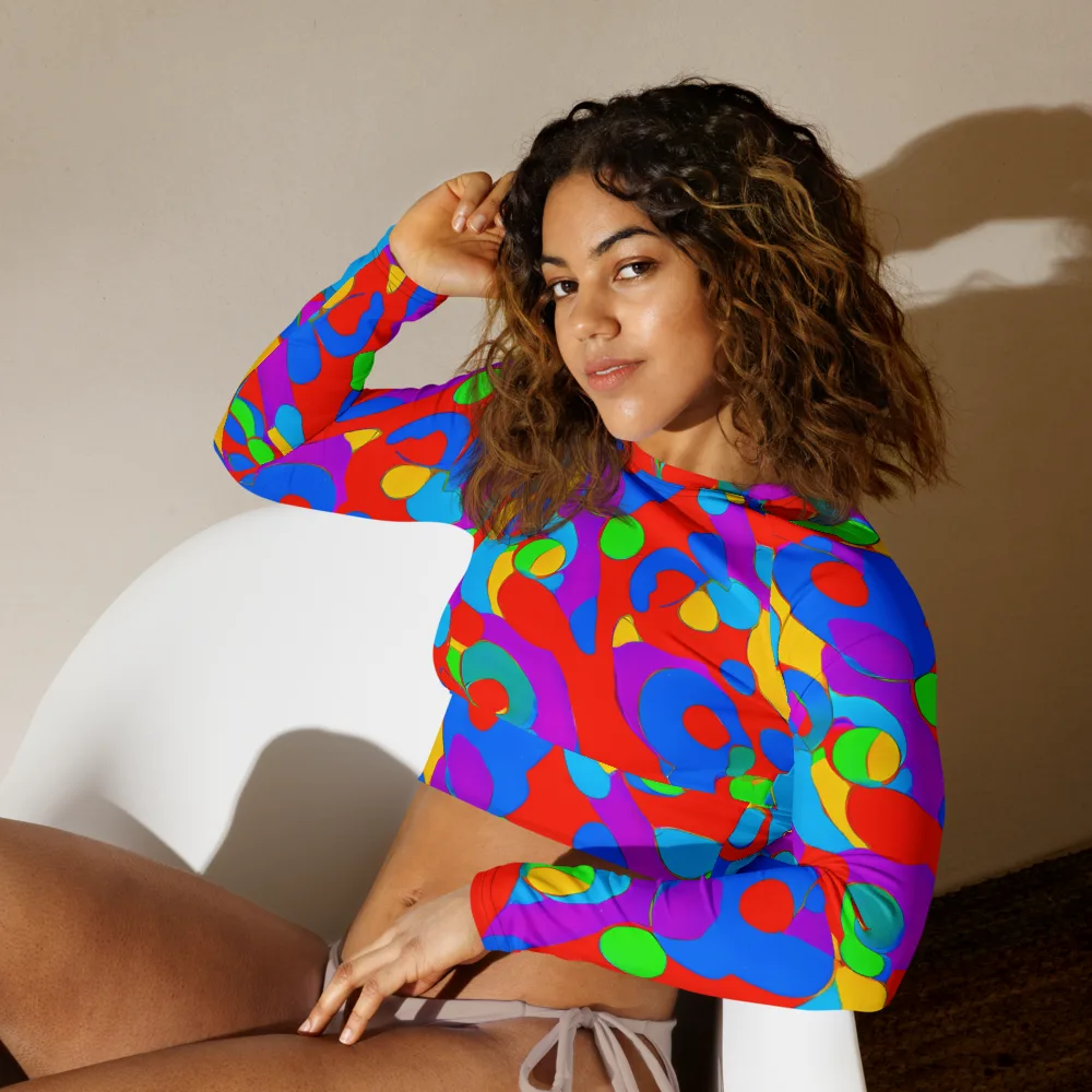 Acid Geometry on Long Sleeve Crop Top — Left Front