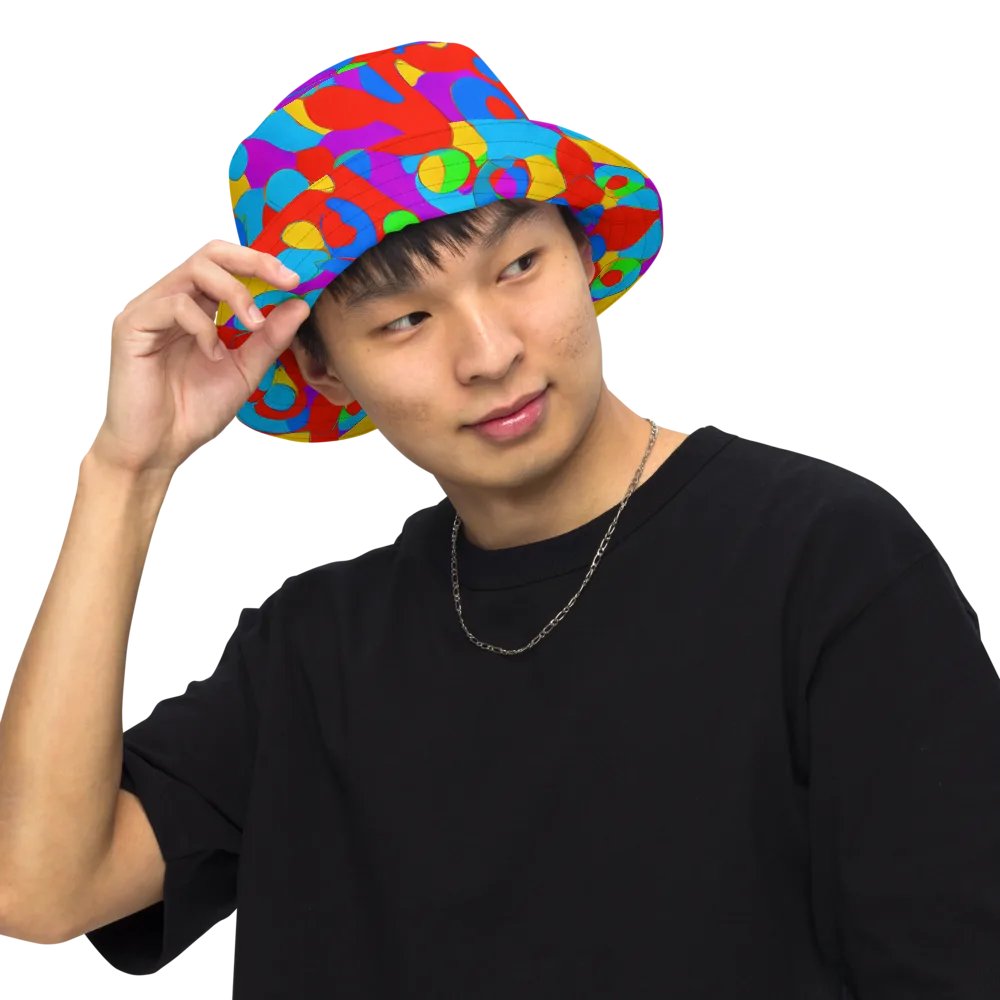 Acid Geometry on Reversible Bucket Hat — Front Inside