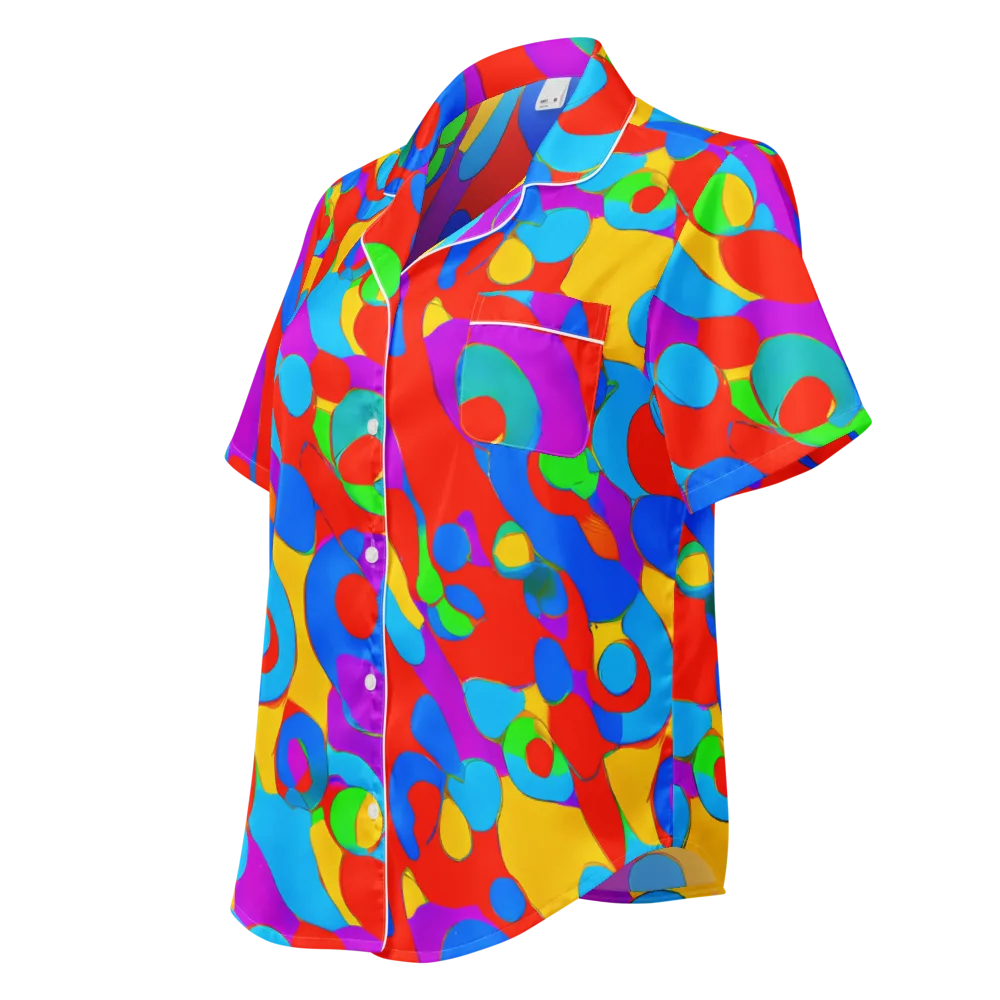 Acid Geometry on Women's Short Sleeve Pajama Top — Left Front