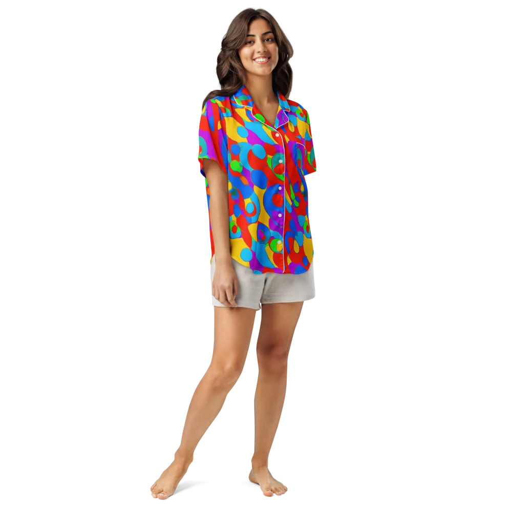 Acid Geometry on Women's Short Sleeve Pajama Top — Front