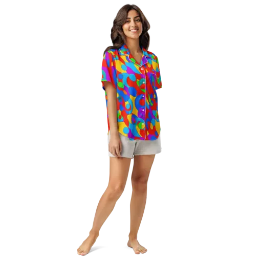 Acid Geometry on a Women's Short Sleeve Pajama Top