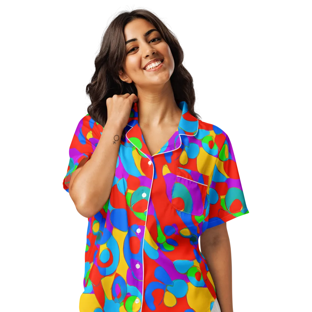 Acid Geometry on Women's Short Sleeve Pajama Top — Front