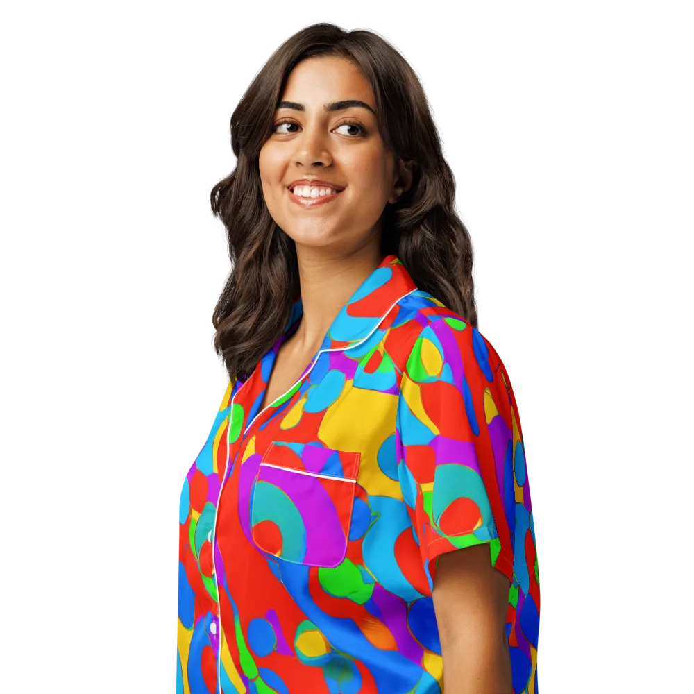 Acid Geometry on Women's Short Sleeve Pajama Top — Left Front
