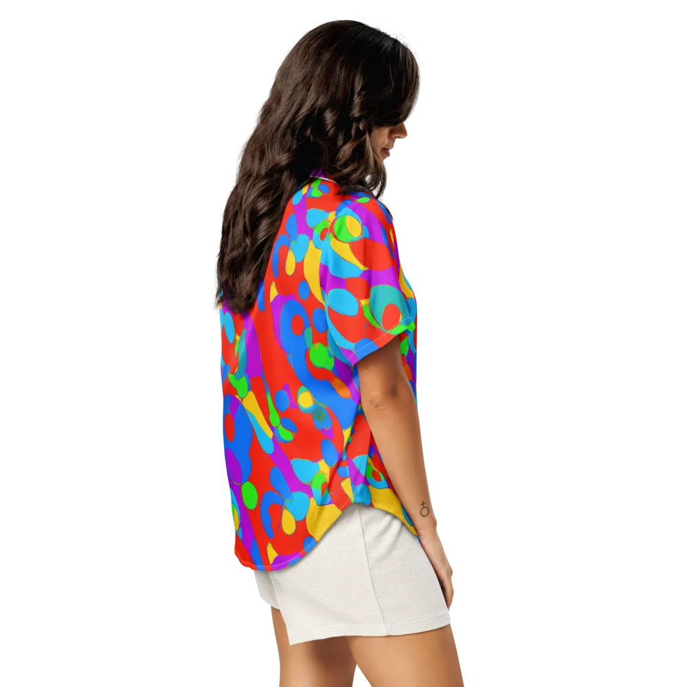 Acid Geometry on Women's Short Sleeve Pajama Top — Right Back