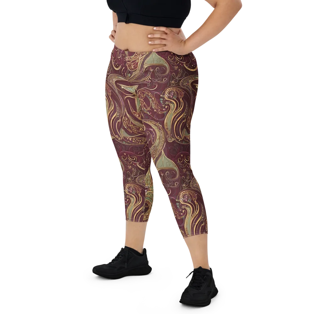 Burgundy Astral on Capri Leggings — Front