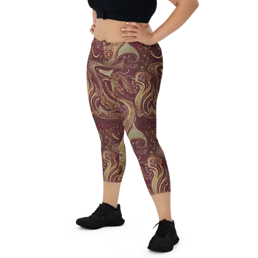 Burgundy Astral on a Capri Leggings