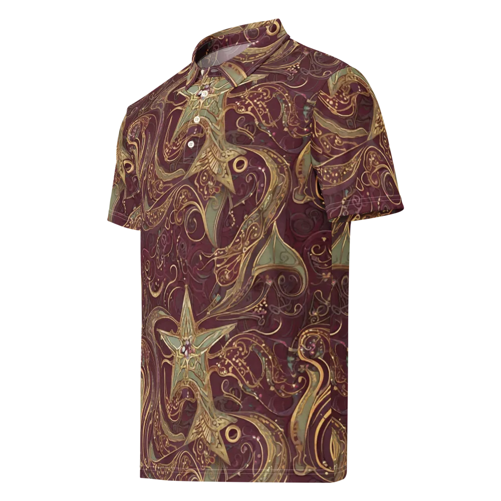 Burgundy Astral on Men's Slim Fit Polo Shirt — Left Front