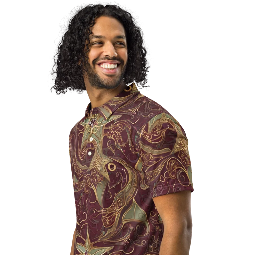 Burgundy Astral on Men's Slim Fit Polo Shirt — Left Front