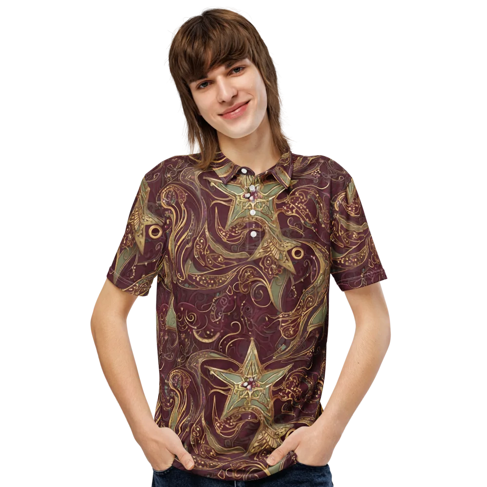 Burgundy Astral on Men's Slim Fit Polo Shirt — Front