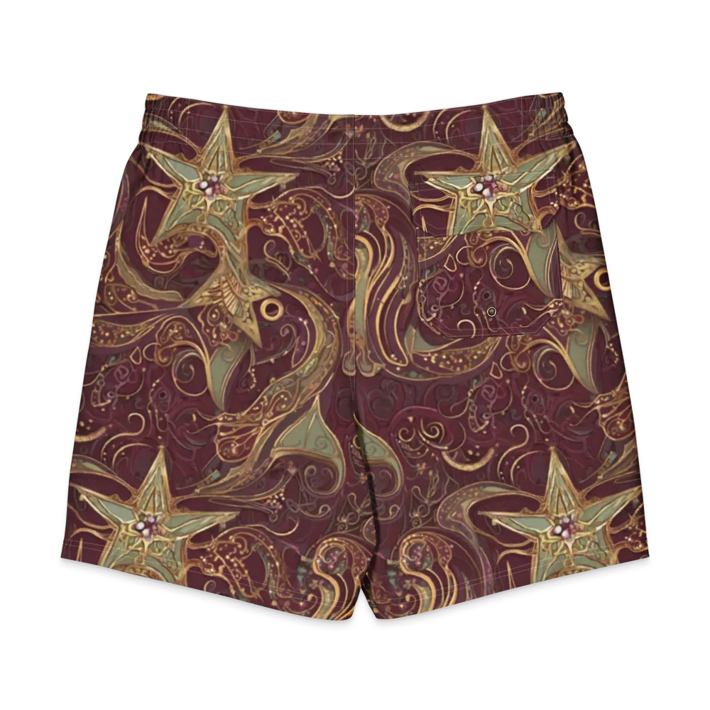 Burgundy Astral on Men's Board Shorts — Back