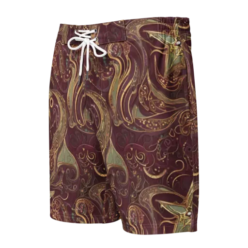 Burgundy Astral on a Men's Board Shorts