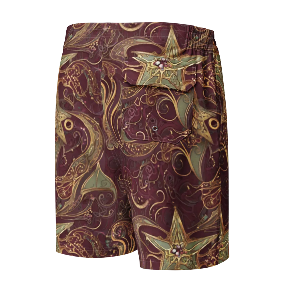 Burgundy Astral on Men's Board Shorts — Back