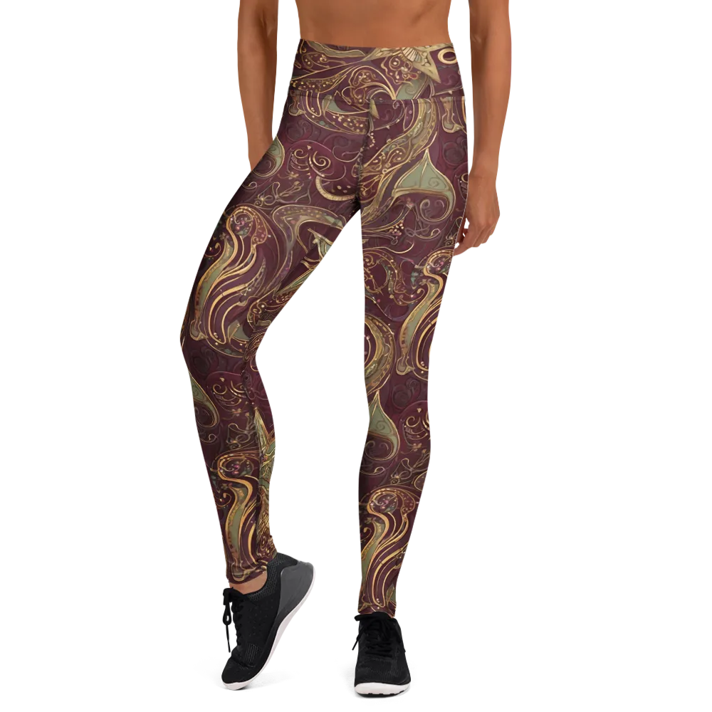 Burgundy Astral on Yoga Leggings — Front