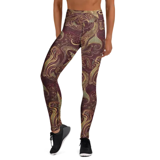 Burgundy Astral on a Yoga Leggings