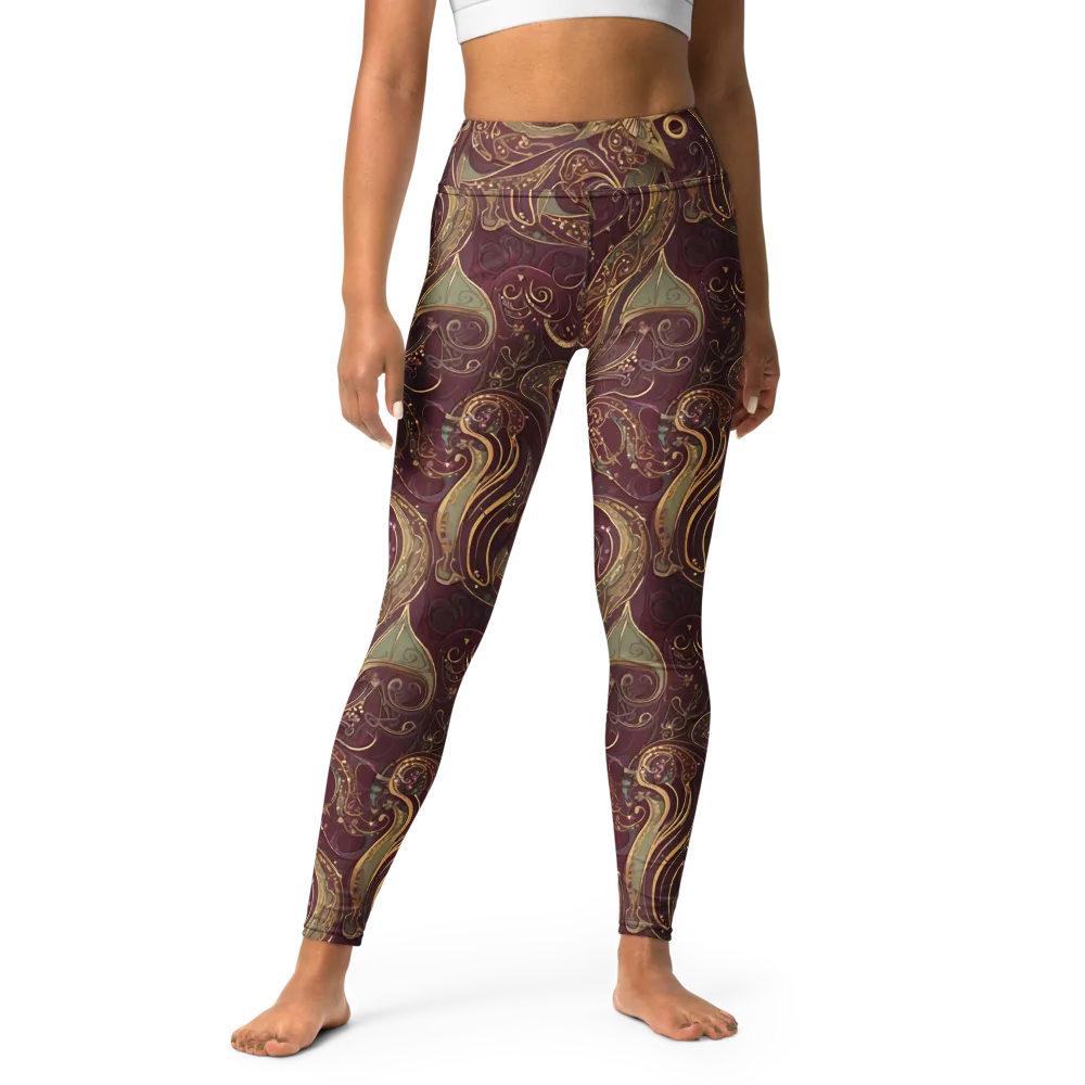 Burgundy Astral on Yoga Leggings — Front