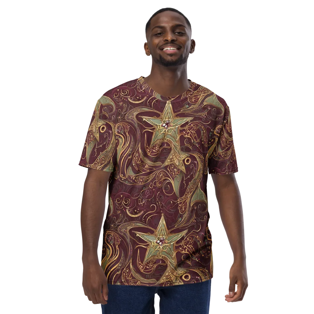Burgundy Astral on Men's Crew Neck T-Shirt — Front