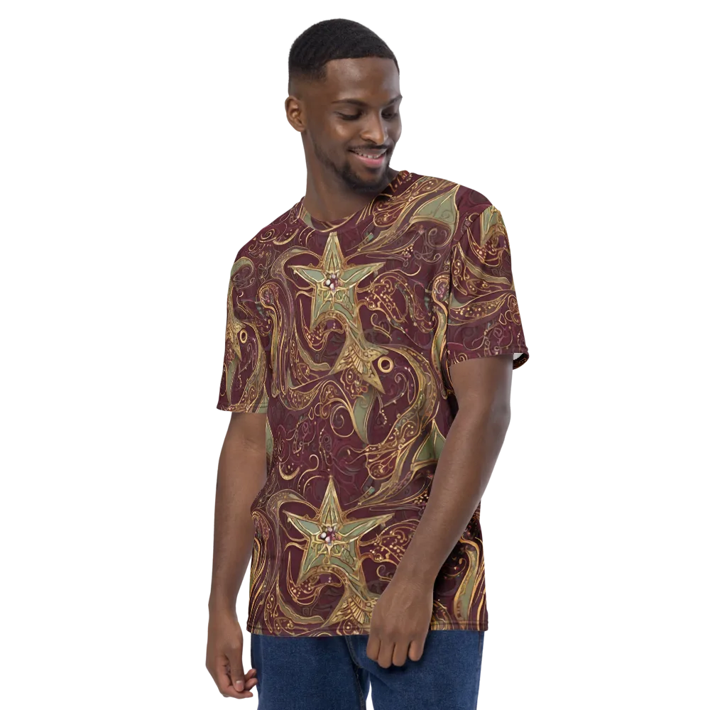 Burgundy Astral on Men's Crew Neck T-Shirt — Left