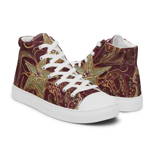 Burgundy Astral on a Men's High Top Canvas Shoes