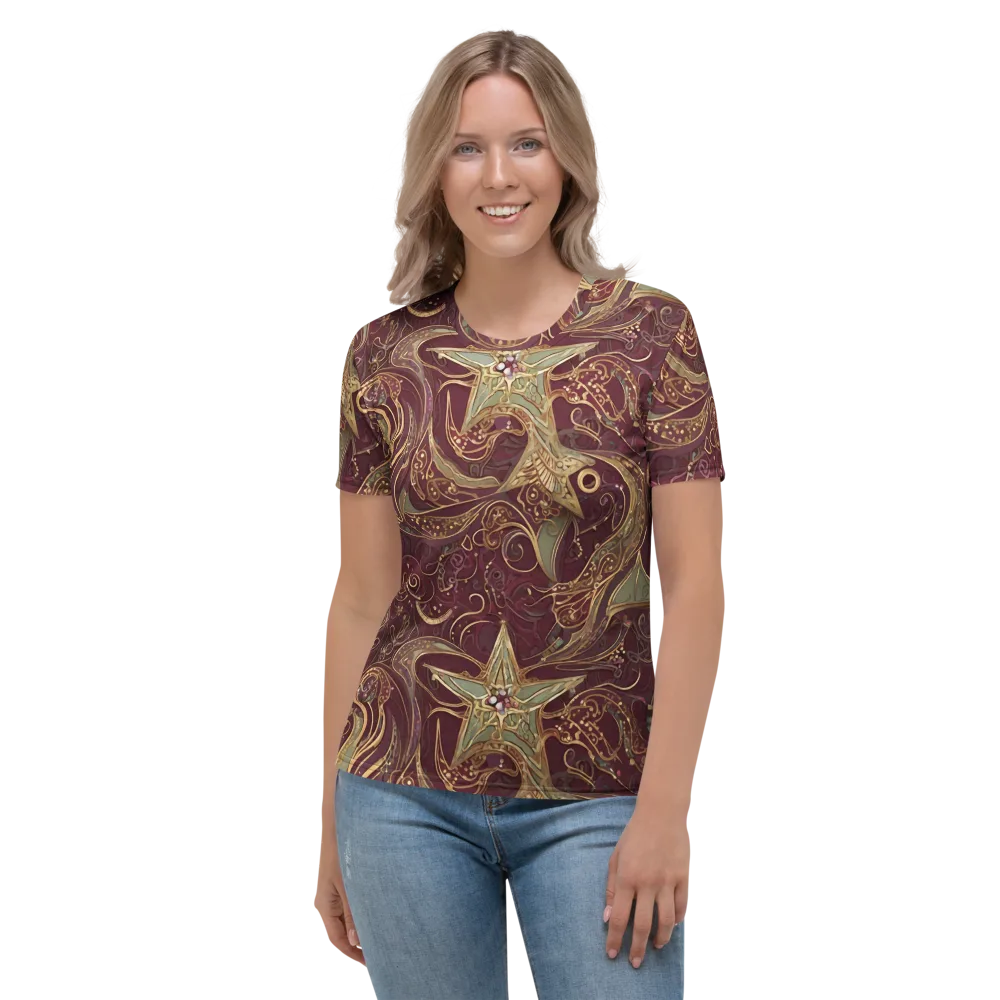 Burgundy Astral on Women's Crew Neck T-Shirt — Front