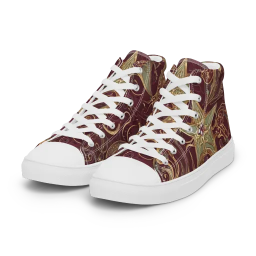 Burgundy Astral on a Women's High Top Canvas Shoes