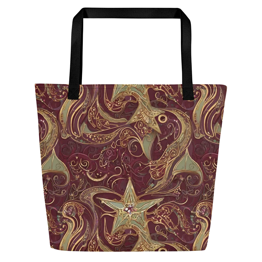 Burgundy Astral on Large Tote Bag W/ Pocket — Front