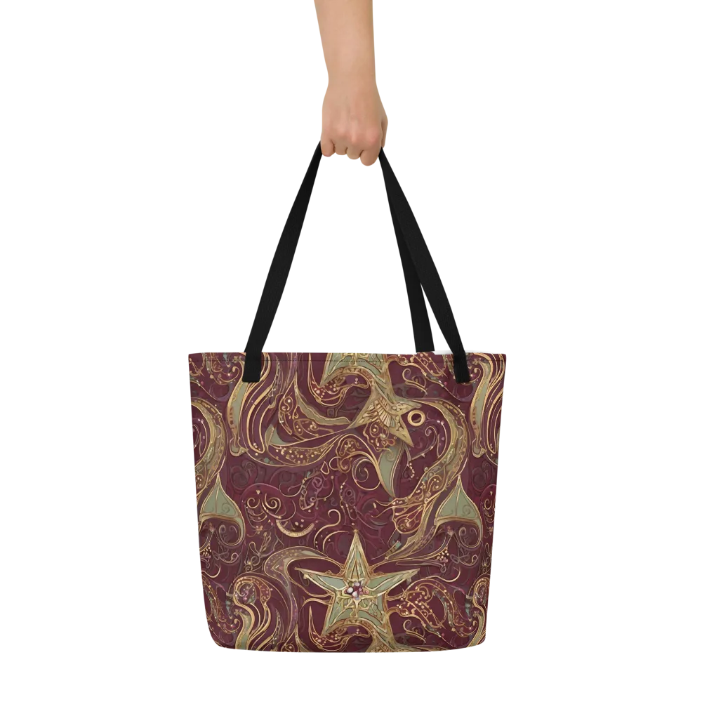 Burgundy Astral on Large Tote Bag W/ Pocket — Front
