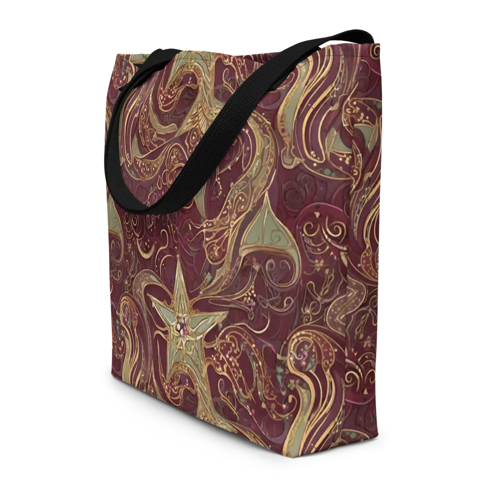 Burgundy Astral on Large Tote Bag W/ Pocket — Front