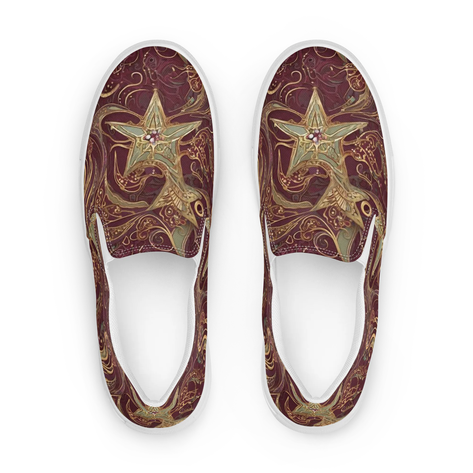 Burgundy Astral on Women's Slip-On Canvas Shoes — Front