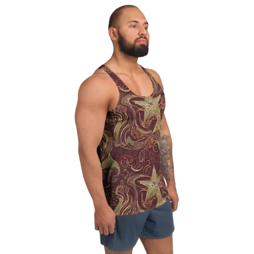 Burgundy Astral on a Men's Tank Top