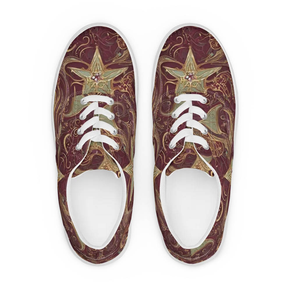 Burgundy Astral on Men's Lace-Up Canvas Shoes — Front
