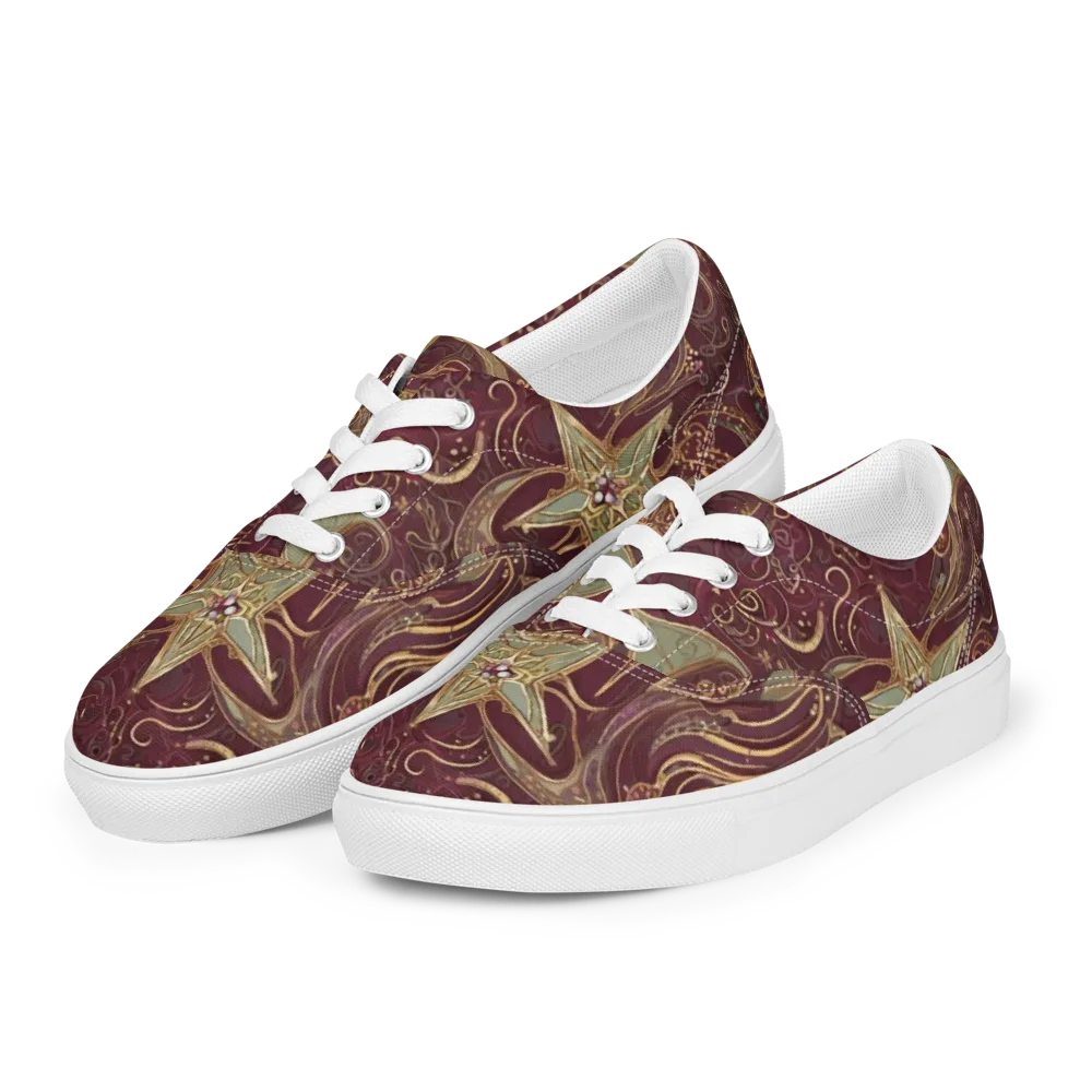 Burgundy Astral on Men's Lace-Up Canvas Shoes — Left Front