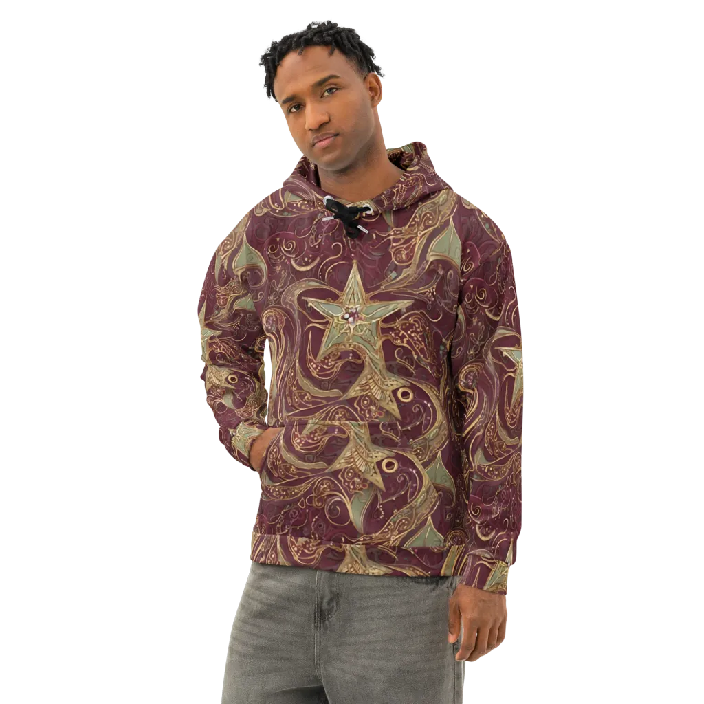 Burgundy Astral on Cotton Hoodie — Left Front