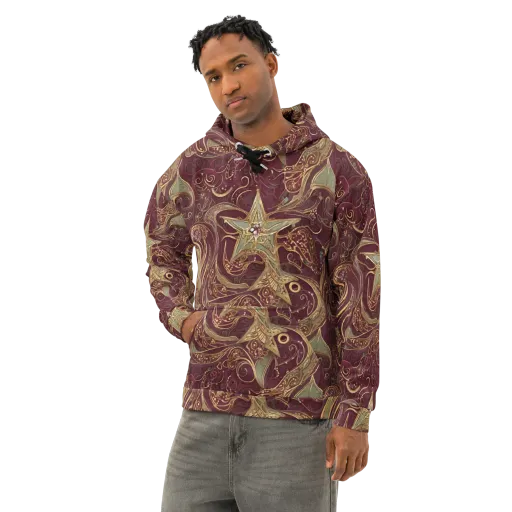 Burgundy Astral on a Cotton Hoodie