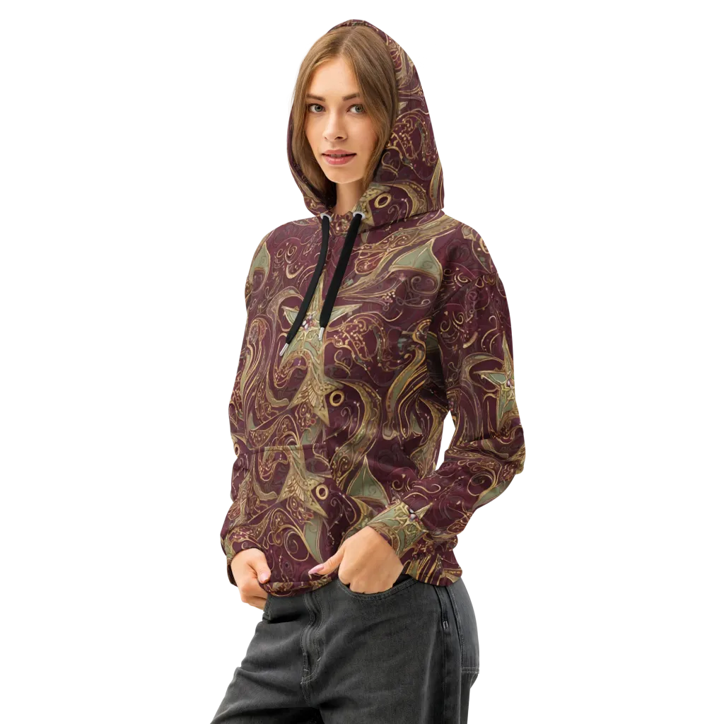 Burgundy Astral on Cotton Hoodie — Left Front
