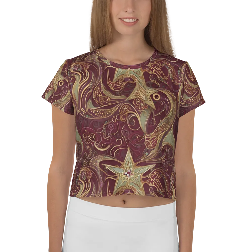 Burgundy Astral on Crop Tee — Front