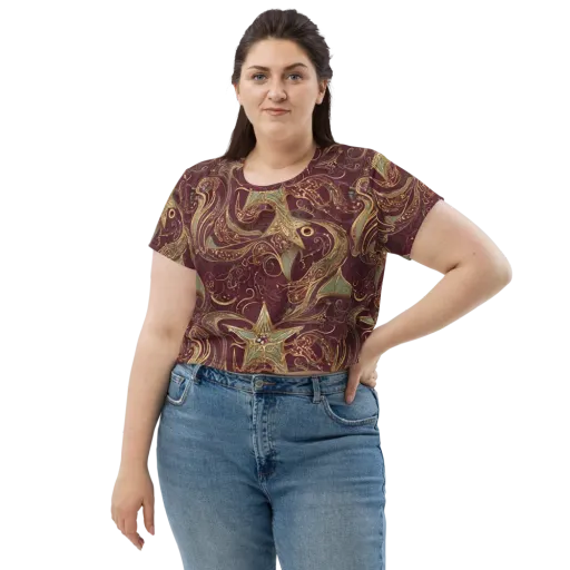 Burgundy Astral on a Crop Tee