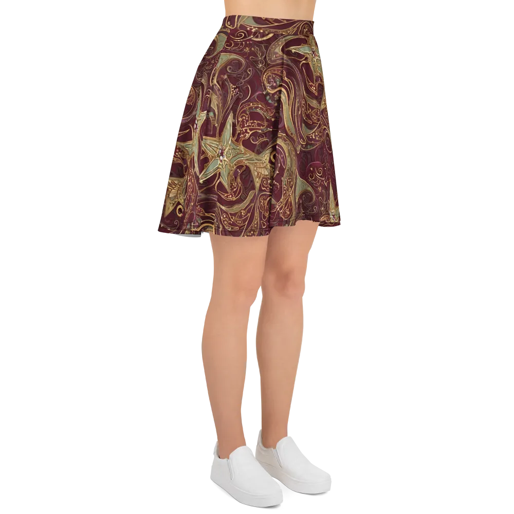Burgundy Astral on Skater Skirt — Right