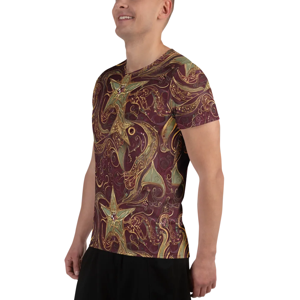 Burgundy Astral on Men's Athletic T-Shirt — Left