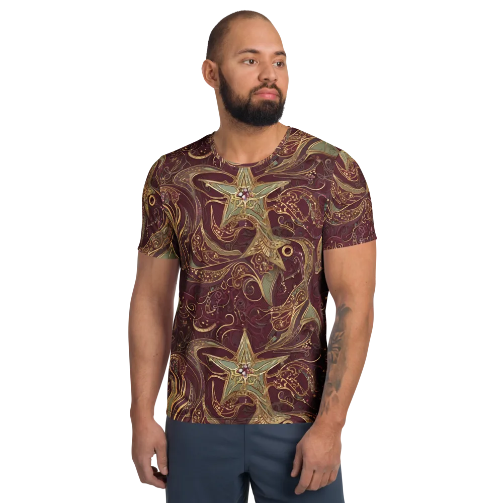 Burgundy Astral on Men's Athletic T-Shirt — Front