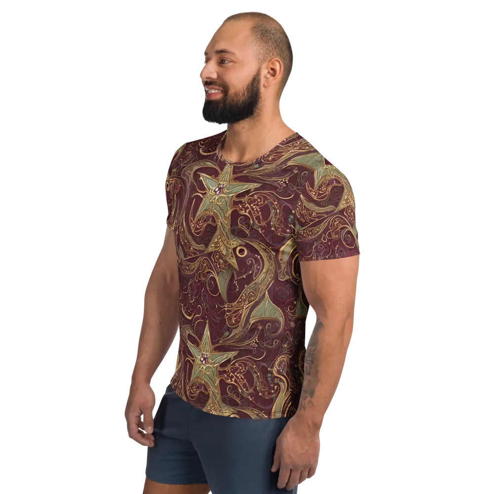 Burgundy Astral on Men's Athletic T-Shirt — Left
