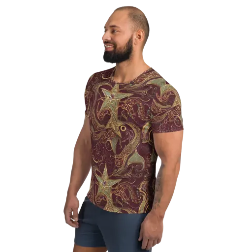Burgundy Astral on a Men's Athletic T-Shirt