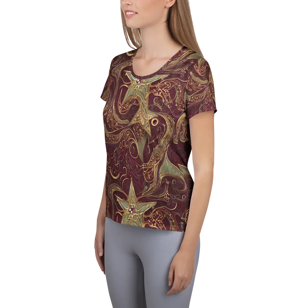 Burgundy Astral on Women's Athletic T-Shirt — Left